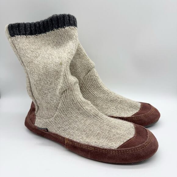 Acorn The Astronaut's Wool Slipper Socks In Tan Beige Heather Size M (9-10) - Picture 3 of 15